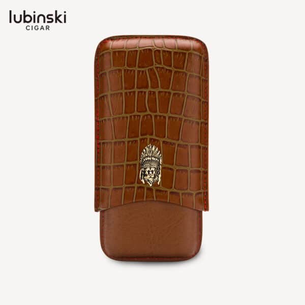 LUBINSKI Croc Lion Head 3 Cigar Case