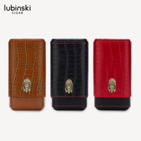 LUBINSKI Croc 3 Cigar Case with Wooden Insert