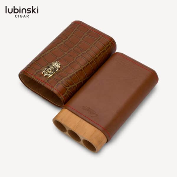 LUBINSKI Croc 3 Cigar Case with Wooden Insert - Image 3