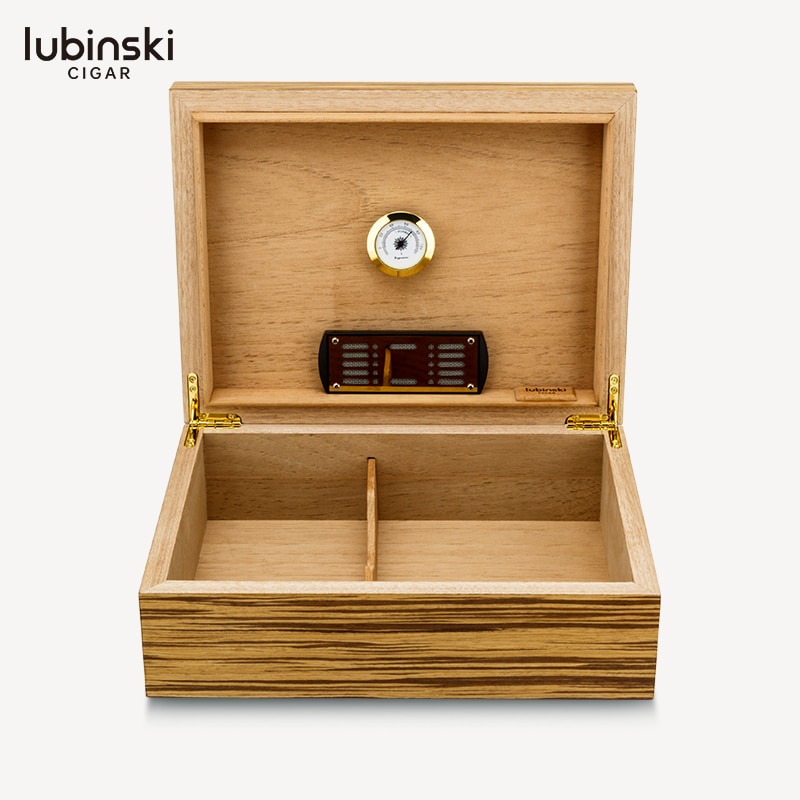 LUBINSKI CEDAR WOOD HUMIDOR HORIZONTAL EBONY PATTERN 50 CAPACITY
