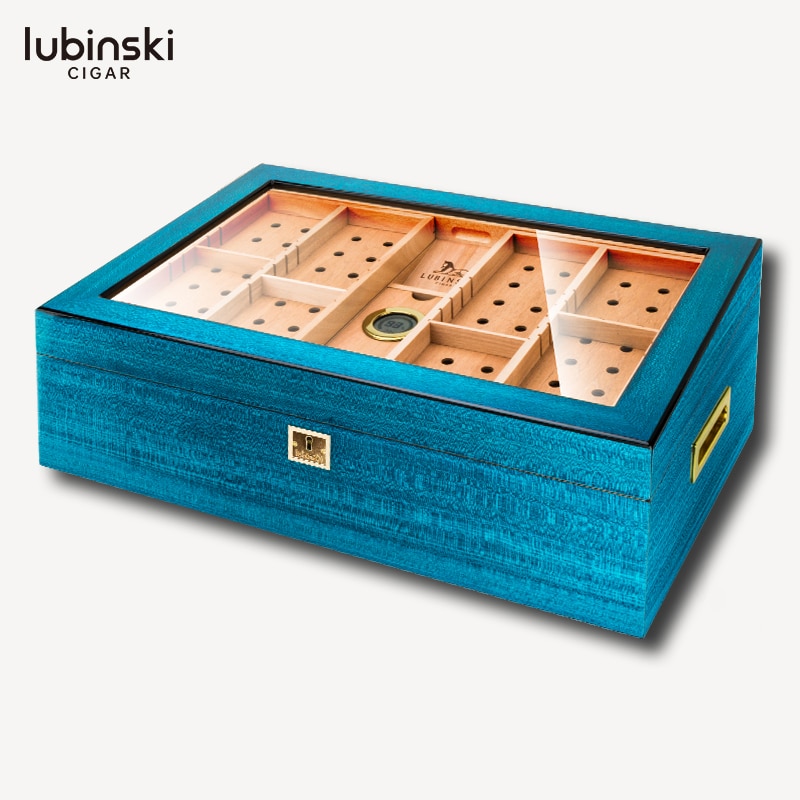 Glass Top Cobalt Blue Humboldt Humidor