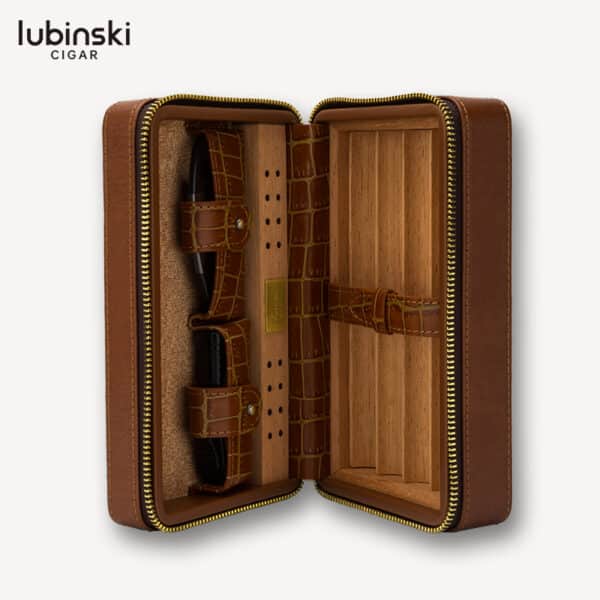 LUBINSKI Leather Travel Humidor with Cutter/Lighter - Image 2