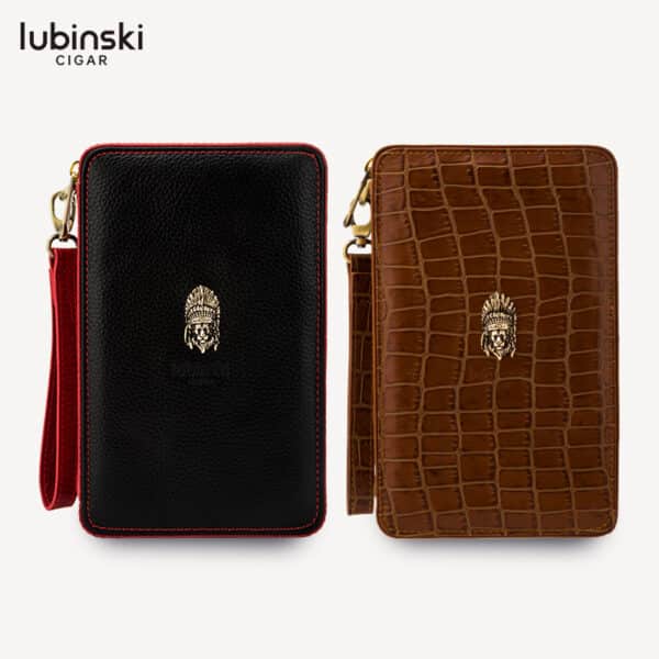 LUBINSKI Leather Travel Humidor with Cutter/Lighter