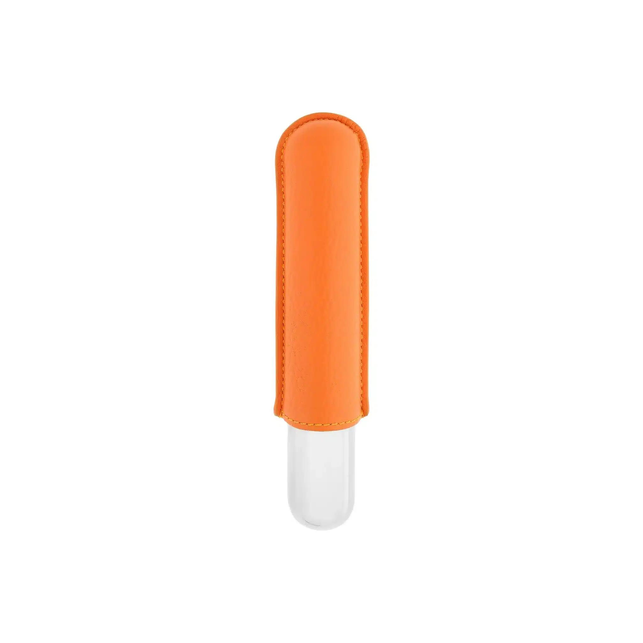St Dupont Single Cigar Case Leather Orange/Chrome - Image 2