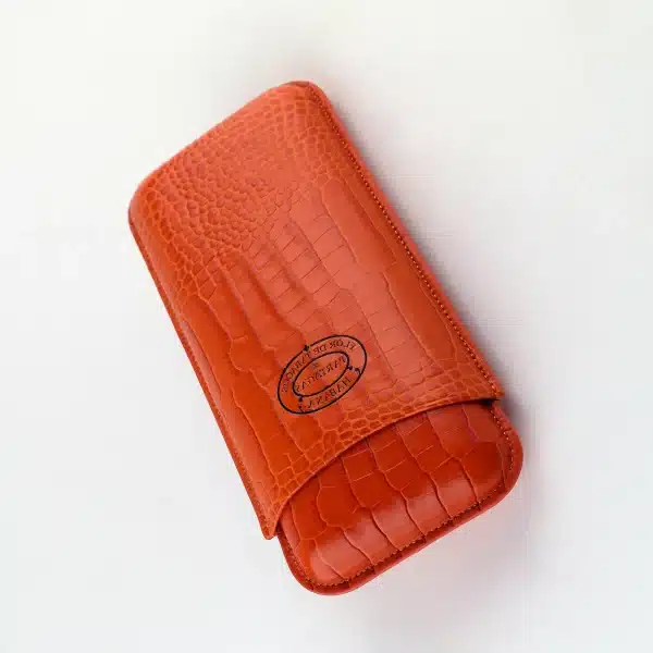 HABANOS S.A. adjustable leather cigar case Partagas Orange 3 cigars