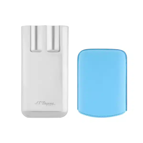 St Dupont 3 Cigar Case Leather Turquosie Blue - Image 3